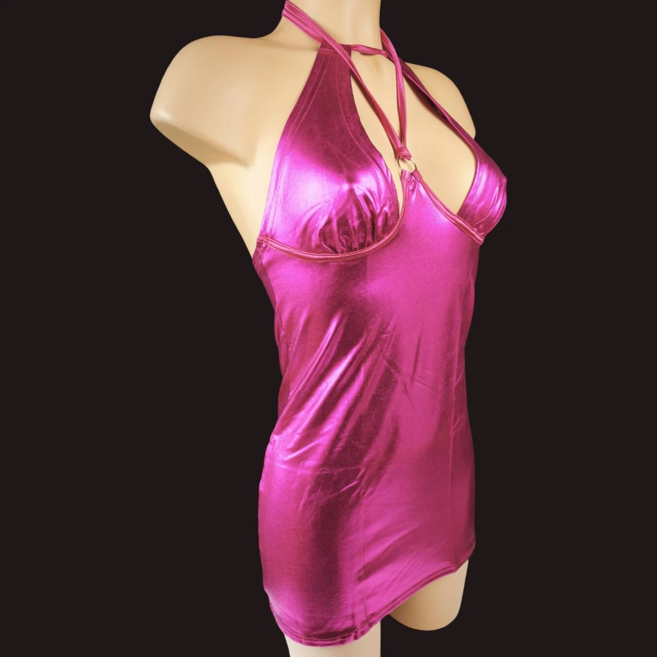 Vestido corto metálico fucsia, estilo glamour y ultra moderno ! T/ S/M 36-38 – photo 3